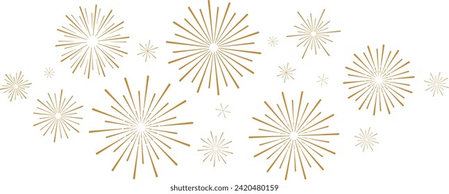 Abstract gold firework vector clip art set, art deco burst shapes, carnival festive holiday decoration element