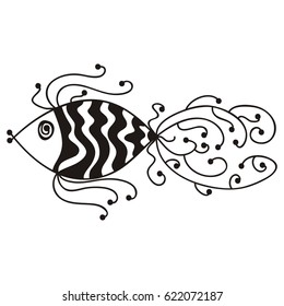 Abstract gold fish. Vector illustration.