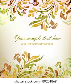 Abstract gold floral background with your text for your card, invitation, wedding, illustration, wallpaper, postcard, greeting (vector version eps 10)