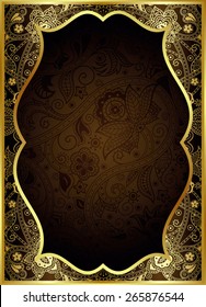 Abstract Gold Floral Frame Background