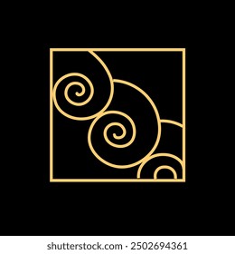 abstract gold floral ornament with black background