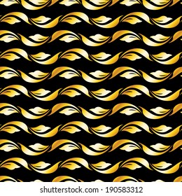 Abstract gold floral pattern on black background