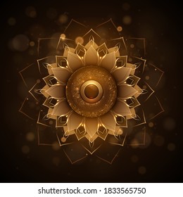 Abstract gold flower with glow effect
