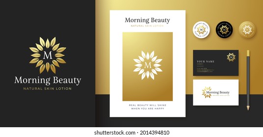 abstract gold flower logo design