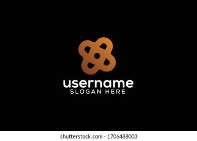 concepto vectorial del logotipo de flor de oro abstracto con un color moderno, simple, de línea y de gradiente impresionante sobre fondo blanco
