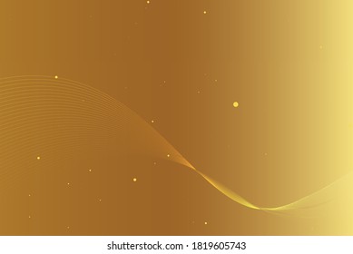 Abstract gold flowing line digital technology concept. Smooth particle wave for big data technology design concept background and wallpaper, vector eps

