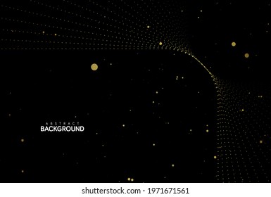 Abstract gold flowing line digital technology, smooth particle wave, big data techno design concept background wallpaper, vector eps
