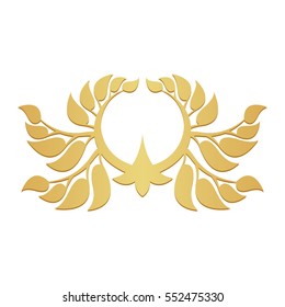 Abstract gold foliate element. Gold laurel wreath.