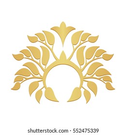 Abstract gold foliate element. Gold laurel wreath.