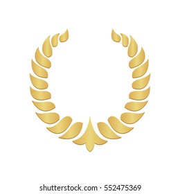 Abstract gold foliate element. Gold laurel wreath.