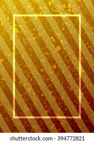 Abstract gold frame. Geometric vector background, yellow color. Modern and stylish design poster, cover, card. Grunge vintage texture, dots pattern