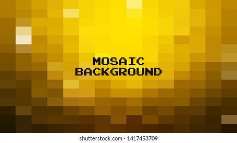 Abstract Gold geometric Background, Creative Design Templates. Pixel art Grid Mosaic, 8 bit vector background.