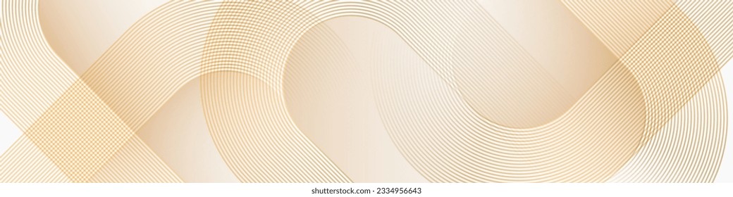 Abstract gold geometric lines on white background. Modern golden diagonal rounded lines pattern. Luxury and elegant style. Suit for cover, poster, presentation, banner, header, wallpaper, web, flyer