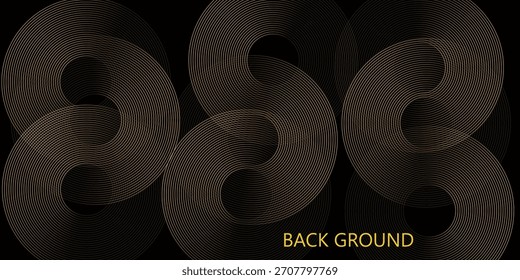 Abstrakte goldene geometrische Linien auf dunklem Hintergrund. Moderne Luxus diagonale abgerundete Linien Muster. Futuristische Technologie Grafikdesign. lebendiger Farbverlauf-Hintergrund Vektor.Digitale moderne Tapete Design 