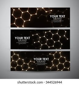 Abstract gold geometric shining pattern. Vector banners set background. 