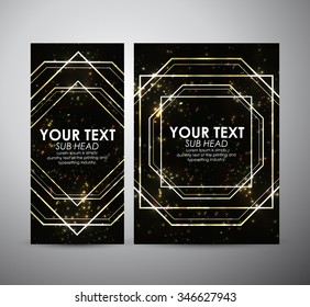 Abstract gold geometric shining pattern. Brochure business design template or roll up. Vector illustration