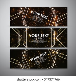 Abstract gold geometric shining pattern. Vector banners set background. 