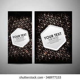 Abstract gold geometric shining pattern. Brochure business design template or roll up. Vector illustration