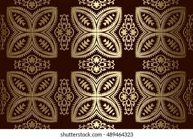 abstract gold geometric symmetrical pattern embossed bronze color on a dark background