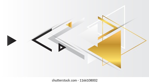 Abstract gold geometric vector background with triangles.
