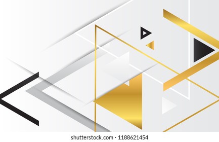 Abstract gold geometric vector background with triangles.