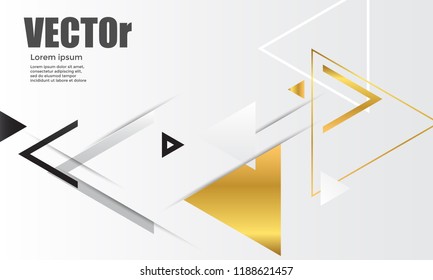 Abstract gold geometric vector background with triangles.