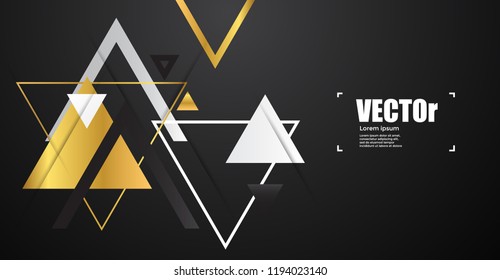 Abstract gold geometric vector background with triangles.