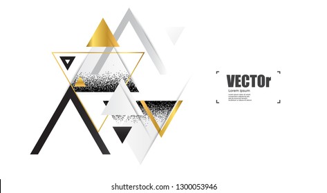 Abstract gold geometric vector background with triangles.
