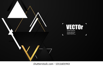 Abstract gold geometric vector background with triangles.