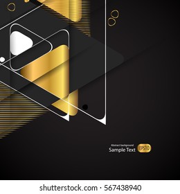 Abstract gold geometric vector background with triangles.