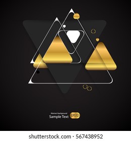 Abstract gold geometric vector background with triangles.