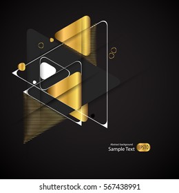 Abstract gold geometric vector background with triangles.