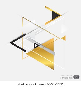 Abstract gold geometric vector background with triangles.
