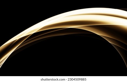 Abstract gold glass curve wave overlap on black design modern luxury futuristic creative background vector illustration.