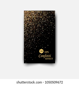 Abstract gold glitter background. Bright sparkles for card. Vector background with gold glitter and space for your texts