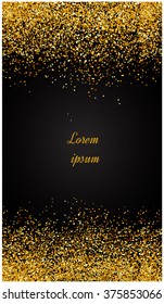 Abstract gold glitter background.  Bright sparkles for card.