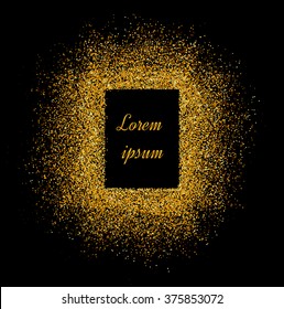 Abstract gold glitter background.  Bright sparkles for card.