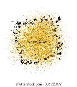Abstract gold glitter background.  Bright sparkles for card.