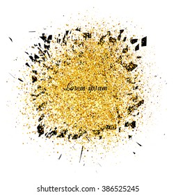 Abstract gold glitter background.  Bright sparkles for card.