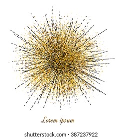 Abstract gold glitter background.  Bright sparkles for card.