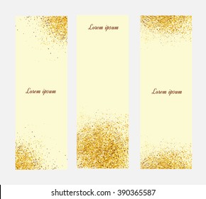 Abstract gold glitter background.  Bright sparkles for card.  Banners for certificate, sale.
