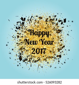 Abstract gold glitter background. Bright sparkles for holiday vector card.
