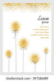 Abstract gold glitter background. Golden sparkles for card. Business card.