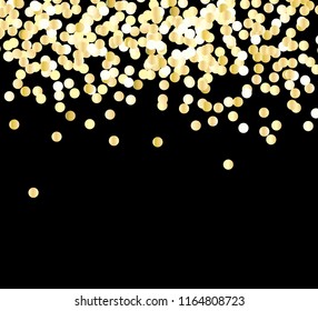 Abstract gold glitter background with polka dot confetti.  Vector illustration EPS10