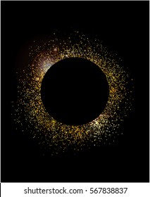 Abstract gold glitter background. Shiny sparkles for card.