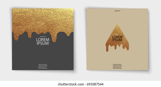 Abstract gold glitter geometric vector background. Trendy modern and stylish set with minimal design for poster, cover, card, brochure, banner. Cool pattern.