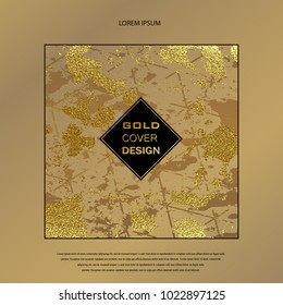 Abstract gold glitter grunge vector background. Golden trendy modern and stylish minimal design for poster, cover, card, brochure, banner. Cool pattern.