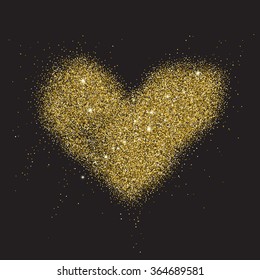 Abstract gold glitter heart shape background for the card, invitation, brochure, banner, web design.