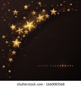 Abstract gold glow stars on black background