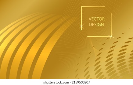 Abstract gold glow wavy stripes, circles, shapes on golden background. Creative line art design elements. Vector illustration EPS10 luxury style for wedding invitation, celebration, gift card